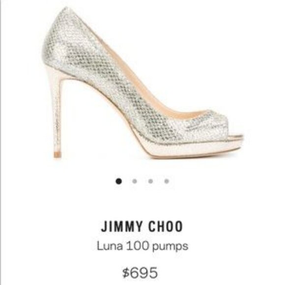 Jimmy Choo Silver Gold Luna Metallic Peep Toe Platform Heels Pumps 38.5 US/8.5 - Picture 1 of 14